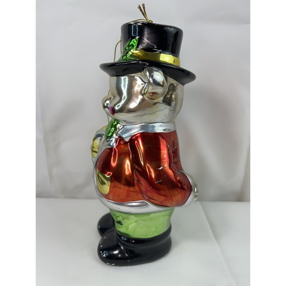 Extra Large 9" Top Hat Teddy Bear Suit and Tie Mercury Glass Christmas Ornament - Picture 8 of 11